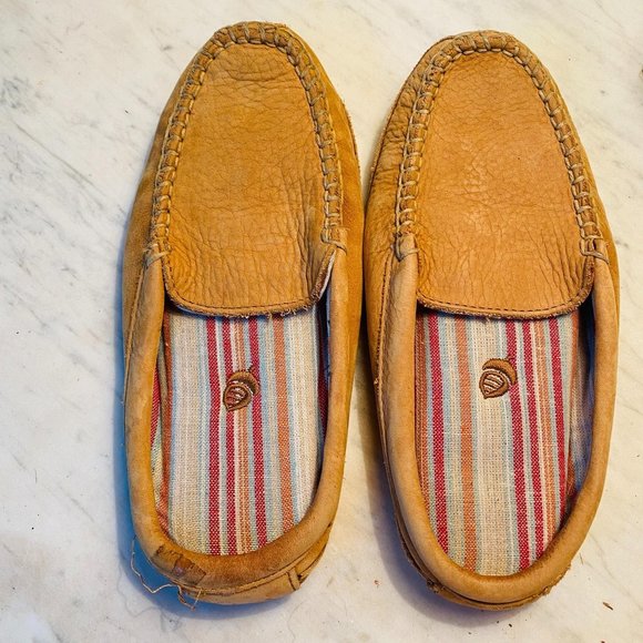 Acorn Womens Brown Leather Comfy Clog Slippers 6 - Picture 1 of 10